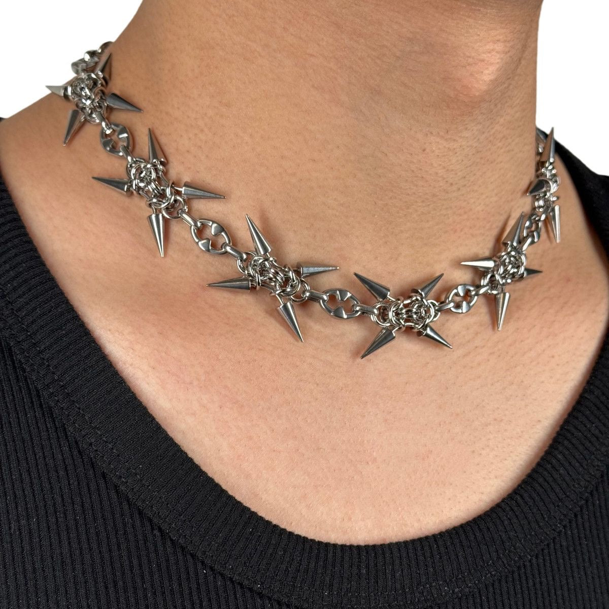 Industrial Spike Thorn Choker Necklace
