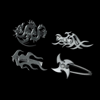 Y2K Cyber Tribal Metal Hair Clips Set