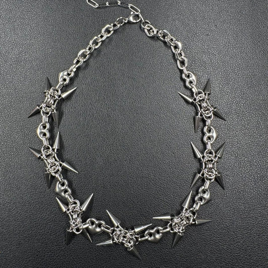 Industrial Spike Thorn Choker Necklace