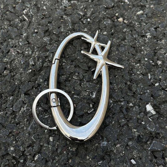 Cyber Star Chrome Carabiner Keychain