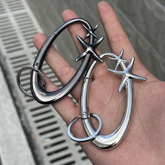 Cyber Star Chrome Carabiner Keychain